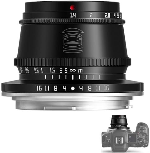 TTArtisan Objetivo F1.4 de 35 mm para cámaras APS-C, enfoque manual para Canon EOS RF-Mount EOS R RP R5 R6 (negro).