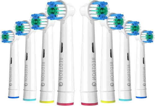 REDTRON Testine Spazzolino Ricambio Compatibile con Oral B (8 pezzi), Testine Spazzolino Elettrico per Precision Clean, Testine di Ricambio per Pro1000 Pro3000 Pro5000 Pro7000 e altri