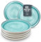 Ibiza Stoneware Dinnerware Sets - Breakfast, Dessert Plates Set of 6 - Dishwasher, Microwave, Scratch Resistant - Small Plates, Salad Plates - Pure Living in Beige and Turquoise