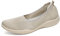 Women Slip on Trainers Lightweight Go Walk Shoes Mesh Breathable Slip On Shoes Casual Walking Sneakers-Beige-7UK