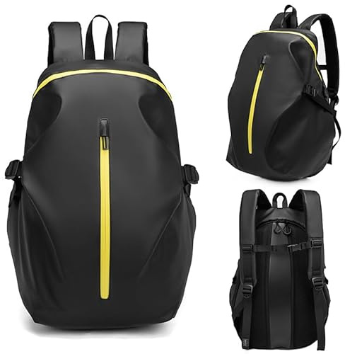 Mjmoto, zaino per moto, con riflettore, borsa per casco da moto, zaino da viaggio impermeabile e molto capiente, con spallacci, per uomo e donna (Giallo)