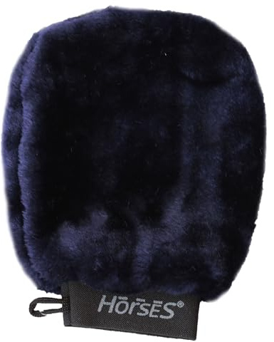 Horses Guanto Grooming Teddy, Accessori per la Cura del Cavallo, Resistenti, Ergonomici e Sicuri (Blu, Unica)