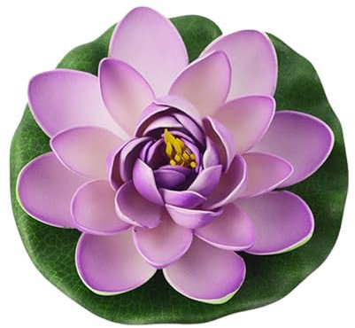 YAOGUI Fleurs de lotus artificielles avec nénuphars réalistes flottants en mousse pour jardin et étang