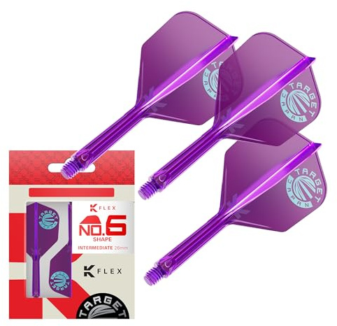 Target Japan Sistema di Alette e Aste K Flex Dart, No.6 | Confezione da 3 Accessori per Freccette Kflex all in One Flight, Edizione Limitata Viola | Asta per Freccette K-Flex - Intermedio (26mm)