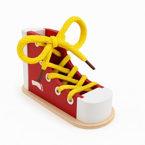 Mikily‘s Learn to Tie Shoes for Kids with Wooden Lacing Shoe Tying Kids Shoe Tying Practice Kit with Wooden Toys Blue