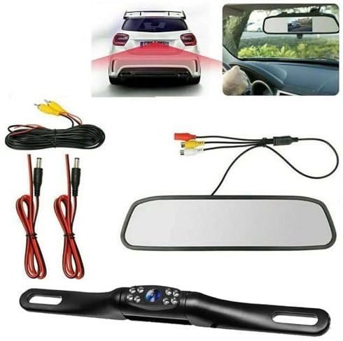 Bil Backkamera Vattentät 5-tums LCD-backspegelmonitor Backup-kamerasats För Bil MPV RV SUV Parkering Backkamera-kit