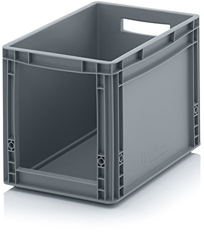 Auer Packaging Euro cassetta portaoggetti, 40 x 30 x 32 cm, con metro pieghevole gratuito, contenitore europeo con finestra