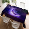 Violetpos Tischdecke Tischtuch Leinendecke Leinen Pflegeleicht Abwaschbar Schmutzabweisend Tischwäsche Lila Stern Mond Galaxie 100 x 140 cm