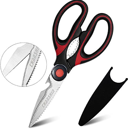Forbici Kichen, forbici affilate per forbici da cucina con coperchio forbici da cucina multiuso per pollo, pesce, pollame, carne, verdure, barbecue, fiori, noci