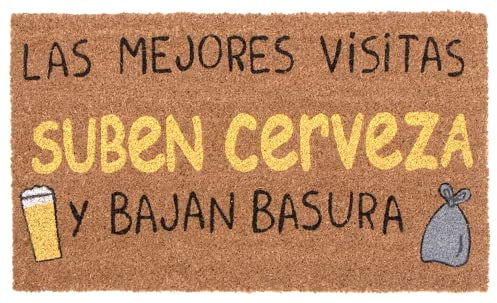 TIENDA EURASIA® Felpudos Entrada Casa Originales y Divertidos - Material : Fibra de Coco con Base Anti-Deslizante de PVC - Medida : 40x70 cm (Cerveza)
