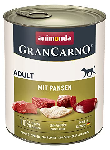animonda GranCarno Hunde Nassfutter mit Pansen (6 x 800 g), getreidefreies Hundenassfutter ohne Zucker, für ausgewachsene Hunde, mit frischen fleischigen Zutaten