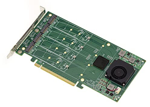 Kalea-INFORMATIQUE PCIe x16 M2-Controller-Karte für 4 M.2 NVMe M Key SSDs mit PLX PEX 8747 Chipsatz - 32GB für Jede SSD, 128G insgesamt.