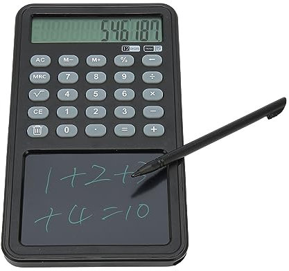 Wissenschaftlicher Taschenrechner mit Schreibtablett, 12-stelliger Tischrechner mit Notizblock, LCD-Display für Schüler, Lehrer, Büro, Gymnasium (Black)