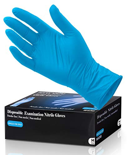 Serenelife Nitrile Disposable Latex & Powder Free Medium Gloves - Great for Kitchens, Food Handling & Cleaning Supplies - Soft & Comfortable fit - Vinyl & Nitrile blend - 100 Pack