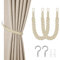 HOTUT Cotton Curtain Ties, 2 PCS, Hand Knitted, Off white