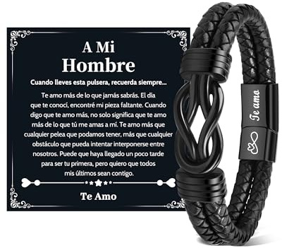 VU100 Pulseras para Hombre Regalos para Hombre Regalos de Cumpleaños para Él Pulseras de Cuero Cumpleaños Navidad San Valentín para Novio Marido