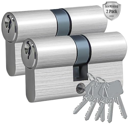 AceMining Cylindres de Serrures, 30/40mm Serrure Porte Exterieure Interieure, 70mm Serrurerie Porte avec 3 Clés, Facile à Installer, Cylindres pour Portes en Bois Verre Chambre 2 Pack