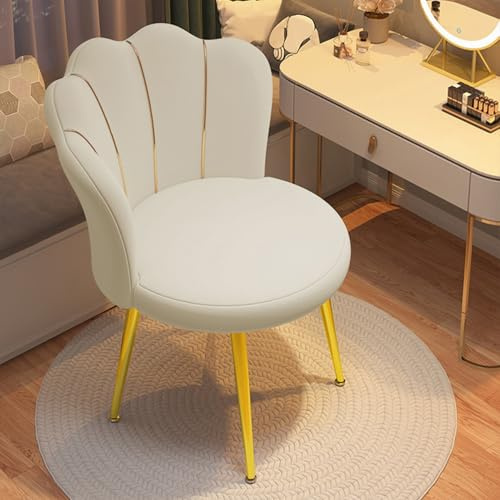 reukmuuc Silla de maquillaje, respaldo con patas de metal dorado, moderna silla de tocador para salón de belleza, dormitorio, oficina, comedor, cómoda y fácil de montar para sentarse durante mucho