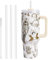 WALLFID Tumbler da 40oz in Acciaio Inossidabile a Isolamento Sottovuoto, con Coperchio, 3 Cannucce e 1 Spazzolino per Cannucce, Perfetto per Bevande Calde/Fredde, Ideale per Caffè(Schiaccianoci Nuovo)