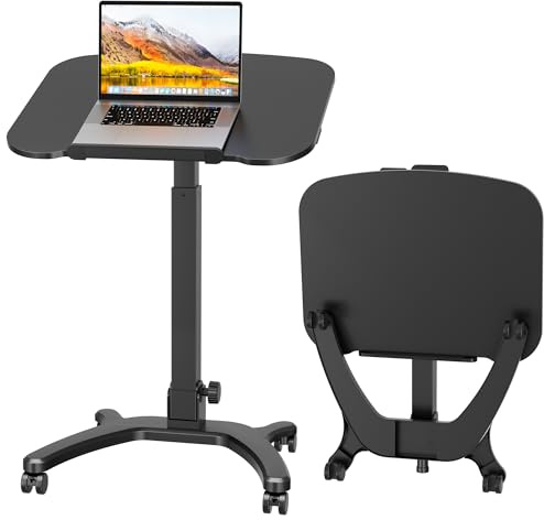 BONTEC Scrivania Pieghevole Salvaspazio 65x50 cm con Ruote, Nero