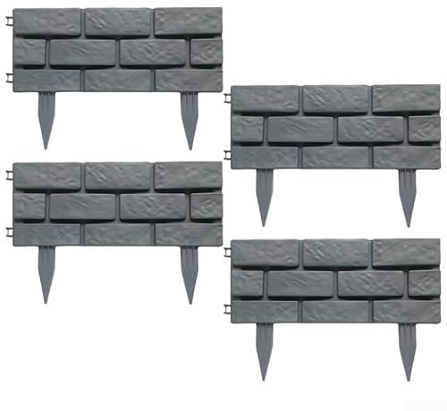4 vallas de jardín fiables para uso en césped, diseño empalmable, 45 cm x 29 5 cm (gris)