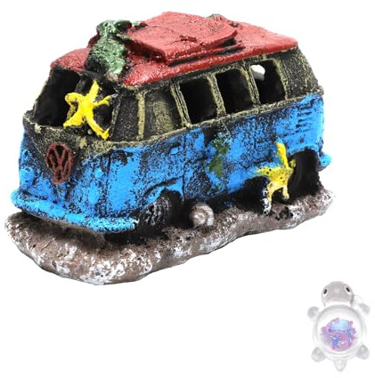 VOSSOT Decorazioni Acquario Acqua Dolce Decorazioni per Acquario, Serbatoio di Pesce, Ornamenti in Resina di Auto Decorazione Paesaggio Casa Grotta, Compresi Piccoli Ornamenti A Forma di Tartaruga