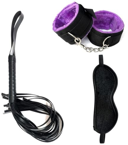 Adult Restraint Bed Restraints Sex Adults Bondaged Queen Sexy Straps with Handcuffs Bondage Restraints for Women Kit Neck to Wrist Adult Toy Kinky Play Set Yoga Sweater 14Pack (Purple-3pcs)