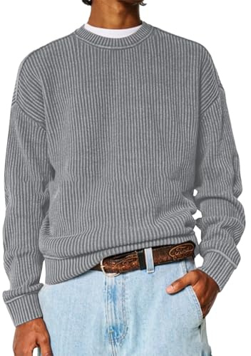 Felpe da uomo, maglione alla moda, girocollo, maglieria elegante, pullover casual, aderente, caldo, termico, maglione da uomo, a maniche lunghe, sport, palestra, top, oversize, maglione autunnale