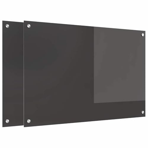 vidaXL Köksplånbak 2 pcs Mörkgrå 90 x 60 cm härdat glas, Modern köksbacksplash, hållbart värmebeständigt glas skydd, slank renovering av köksutrymme, minimalistisk skyddspanel