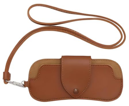 ONEBO 1 Pièce Pochette Pour Lunettes De Soleil, Cuir éTui à Lunettes de Voyage with Button Closure, Sac à Lunettes de Soleil en Cuir Souple, Pochette À Lunettes Portable, pour Hommes Femmes (Marron)