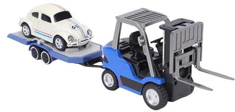 Chariot élévateur télécommandé à L'échelle 1:64, Véhicule de Construction RC en Alliage 2,4 GHz, Jouet avec Plaque de Levage Inférieure, Son Lumineux, Rechargeable pour Enfants et (Bleu foncé)