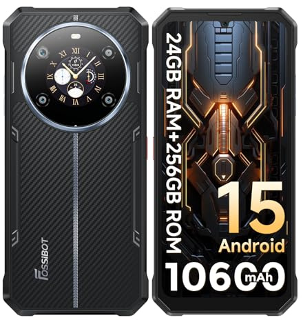 FOSSiBOT F109S Telefono Cellulare Android 15 (2025), Doppio schermo, 6,745'' FHD, Batteria 10600 mAh/18W, 24GB RAM + 256GB ROM/TF 2TB Smartphone, 50MP, NFC/Dual SIM/GPS/IP68/IP69K