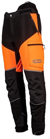 Oregon - Pantalones de Motosierra Protect Pro, EPI Alta Visibilidad, Transpirable, 4 bolsillos, Equipo de Protección Profesional para Motosierra y Tareas Forestales, Naranja/Negro, Talla S