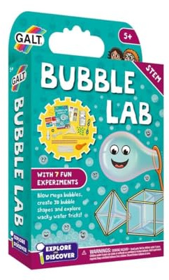 Galt Bubble Lab – Explore & Discover Science Kit with 7 Fun Hands-On Experiments for Kids – National Curriculum STEM Toys with Bubble Solution & Wand, Educational Toys for 5+ Year Olds