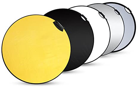 Selens 60CM 5 en 1 Reflector de Luz Redondo Plegable Portátil con Asa Iluminación Difusor Estudio Fotográfico Fotografía Al Aire Libre, Color Negro, Blanco, Oro, Plata, Translúcido