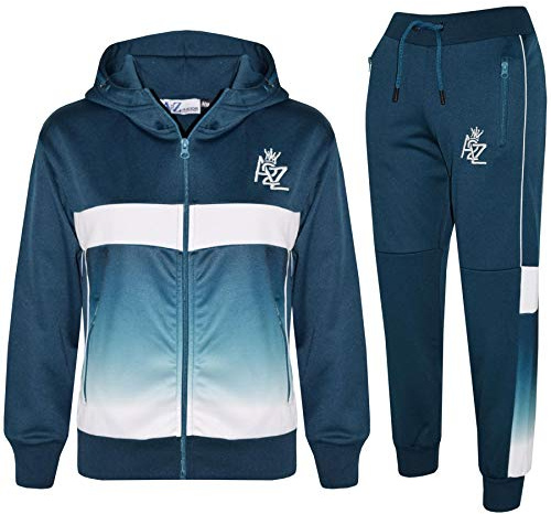 A2Z 4 Kids Kinder Jungen Mädchen Trainingsanzug 3D Digital Zwei Tone Gradient - T.S 307 Teal 9-10