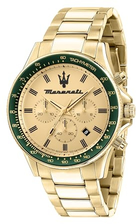 Maserati Montre pour Homme, Collection Sfida, en Acier, PVD Or Jaune, avec Bracelet en Acier Inoxydable - R8873640005