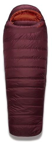 Rab Women's Ascent Down Sleeping Bag for Camping & Backpacking - Deep Heather - 0 Degree, Regular, Left Zip