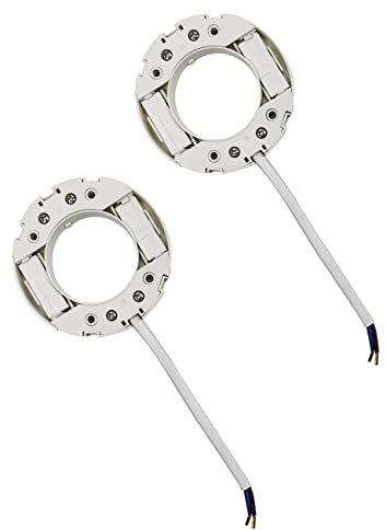 OMIGA 2 Pezzi GX53 Base Portalampada GX53 Base Montaggio Superficiale Holder Socket con Filo da 12 cm Attacco Standard Gx53 per Lampade a LED e Lampadine CFL (Bianco)