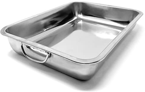 Space Home - Teglia da Forno Rettangolare in Acciaio Inossidabile - Teglia Lasagna - Rostiera con Maniglie Pieghevoli - 36 cm