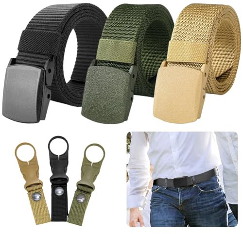 ZYNERY 3 Stück Arbeitsgürtel, 150cm Verstellbarer Arbeitsgürtel für Damen und Herren, Unisex Nylon Canvas Gürtel, Taktischer Outdoor Gürtel für Arbeit und Reisen
