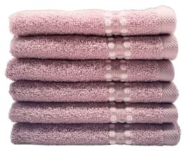 Maisonette Classy 100% Baumwolle Waschlappen (30 x50cm, 6er-Pack) - Gesicht, Hand Altrosa Handtücher für Badezimmer & Kleine Gästehandtücher