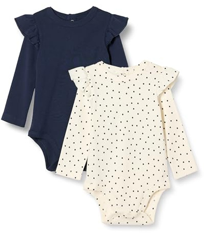 Amazon Essentials Veste à Volants et à Manches Longues Bébé fille, Lot de 2, Bleu Marine/Points, 24 mois