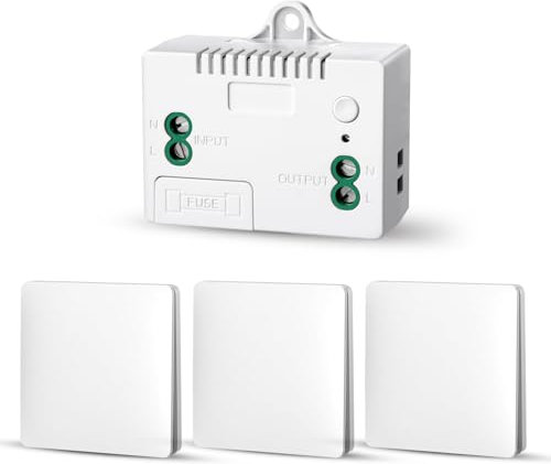 RF433 Funk Lichtschalter Set, Funk-Sender-Sicherheitsschalter und Empfänger-Controller 10A, Funk Schalter 240V, Wandlichtsschalter, Funk-Wandschalter, Funk-Lichtschalter, Funkschalter Batterielose