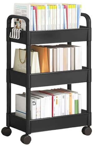 Carrito de Almacenamiento con Ruedas, Organizador de Utilidad con Ruedas de 3 Niveles, Estante móvil, Libros, Aperitivos, Suministros de Cocina, Oficina, Carrito Multiusos para baño, 69 x 33