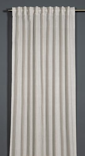 Sehlbach Tenda pronta per l'uso con fettuccia, Texture con contenuto di cotone, Naturale, 135 x 245 cm, Traslucida, Opaca, Certificato Oeko-Tex, Fissaggio versatile, Trama elegante