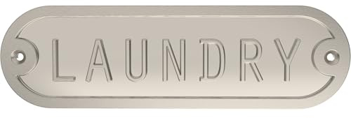 Franklin Brass Derby Laundry Door Sign Metal Interior Door Plaque in Satin Nickel HHIDPL-SN-U