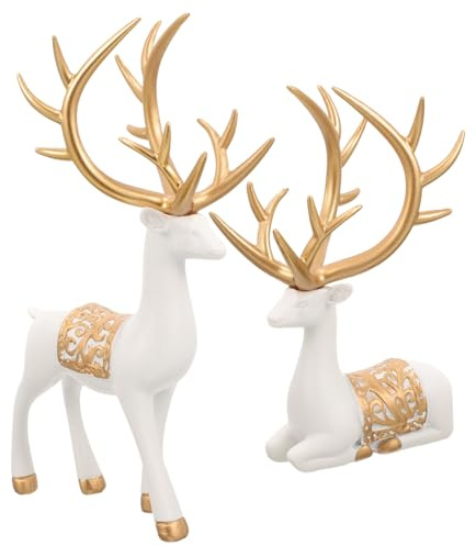 STOBAZA Figurines de Rennes Décoratives Résine et Statues Élans Élégantes pour Salon Bureau et Chambre Ornements de Noël Raffinés pour Meubles et Étagères