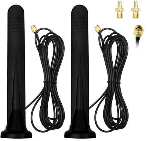 Antena WiFi 5G 4G, 2pcs Amplificador de señal omnidireccional 15DBI impermeable con base magnética TS-9 SMA para router móvil LTE, módem, cámara de pista, antena 3G/4G/5G/GSM/GPRS, cable 3M