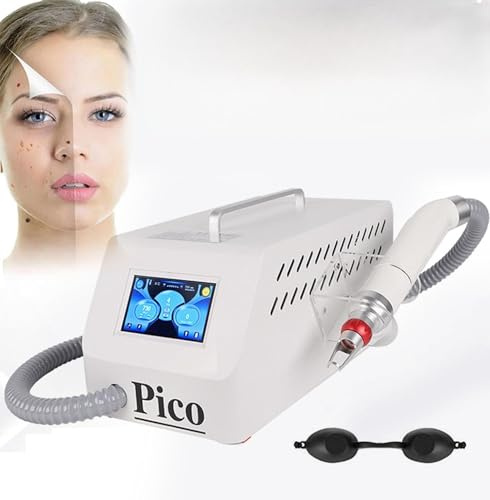 MINHUIJIHUI 5-i-1 lasermaskin för tatueringsborttagning, professionell enhet med 532nm/1064nm sonder för pigmentering och fräknar, 4,3 tum pekskärm, inget vatten för salonger och kliniker